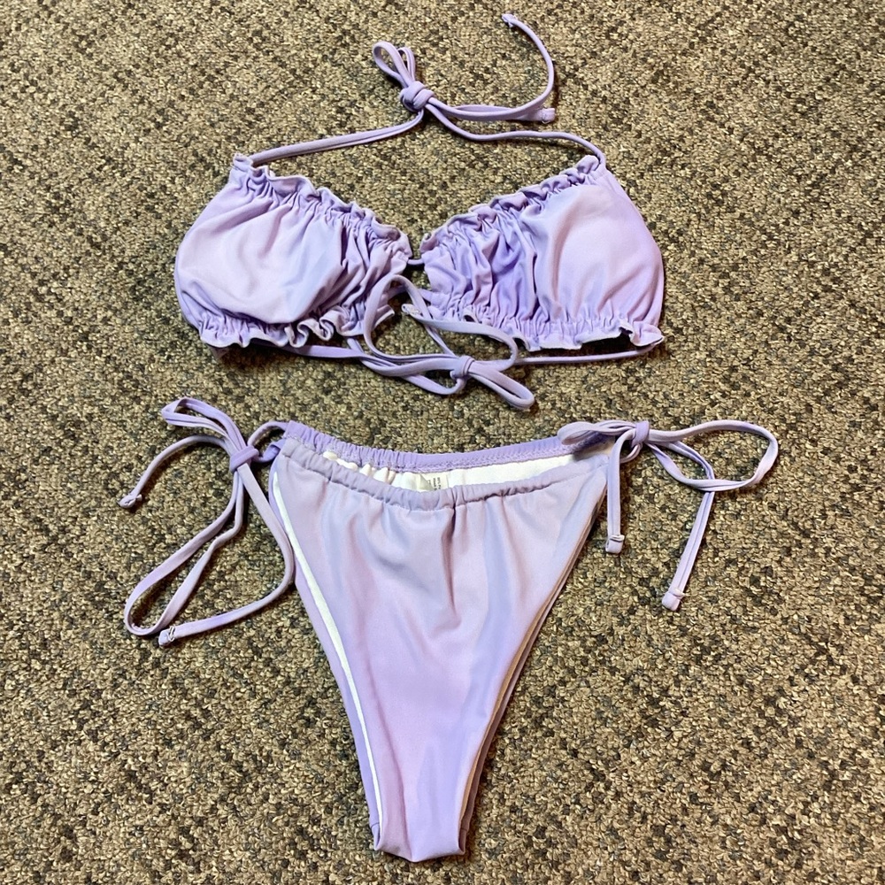 SHEIN Lavender Purple String Ruffle Bikini Set * Size Small